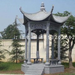 六角青石涼亭，公園景觀石雕
