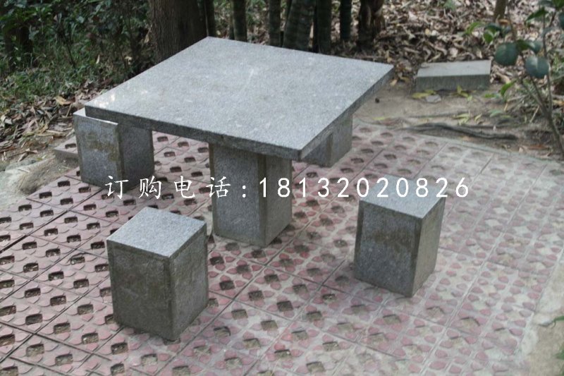 青石方桌方凳，公園桌椅石雕