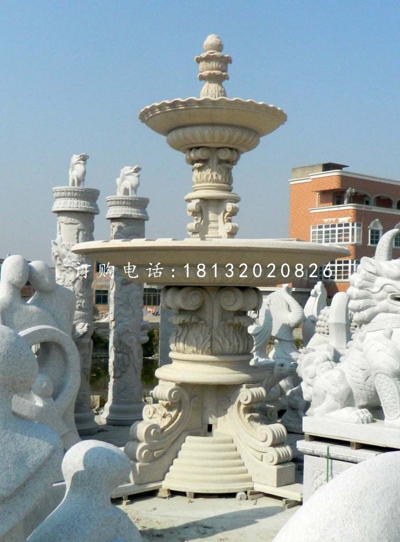 歐式噴泉石雕，廣場景觀雕塑