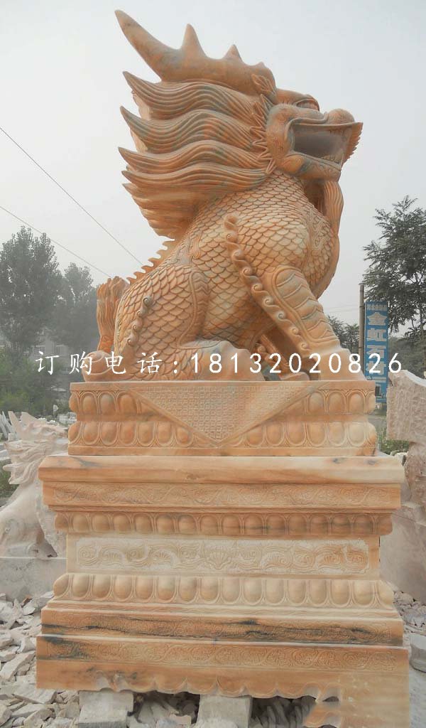 晚霞紅麒麟雕塑,廣場石雕神獸