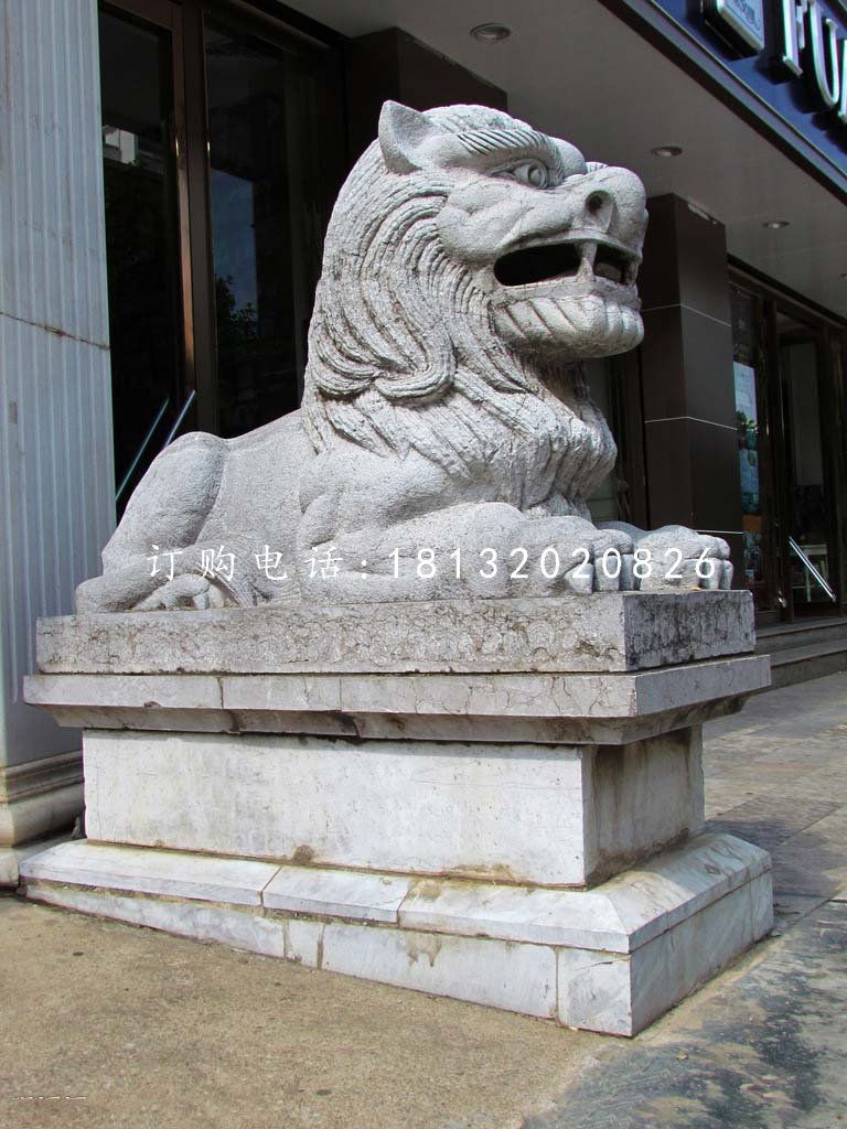 西洋獅石雕，銀行門口石獅子 (1)