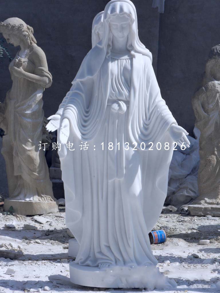 漢白玉圣母雕塑，西方人物石雕
