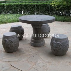仿古圓桌圓凳，石桌椅