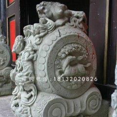 青石抱鼓石雕塑，仿古門墩