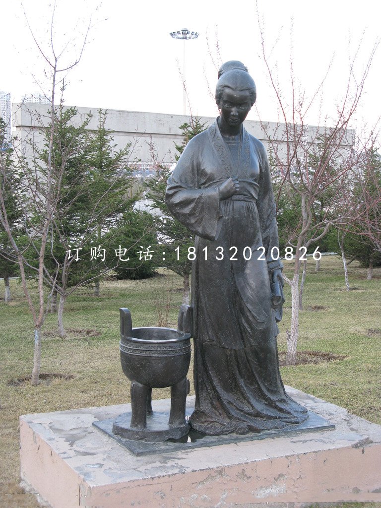 李清照銅雕，古代詩人銅雕