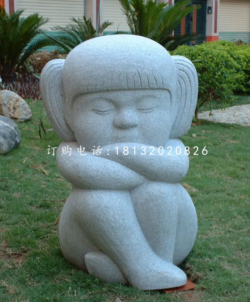 小女孩石雕，公園小品石雕