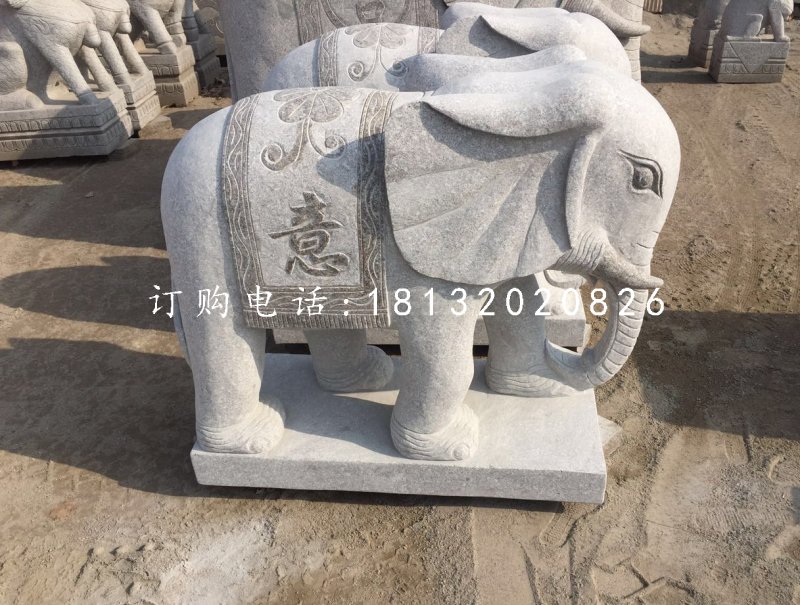 吉祥如意小象，大理石動(dòng)物雕塑