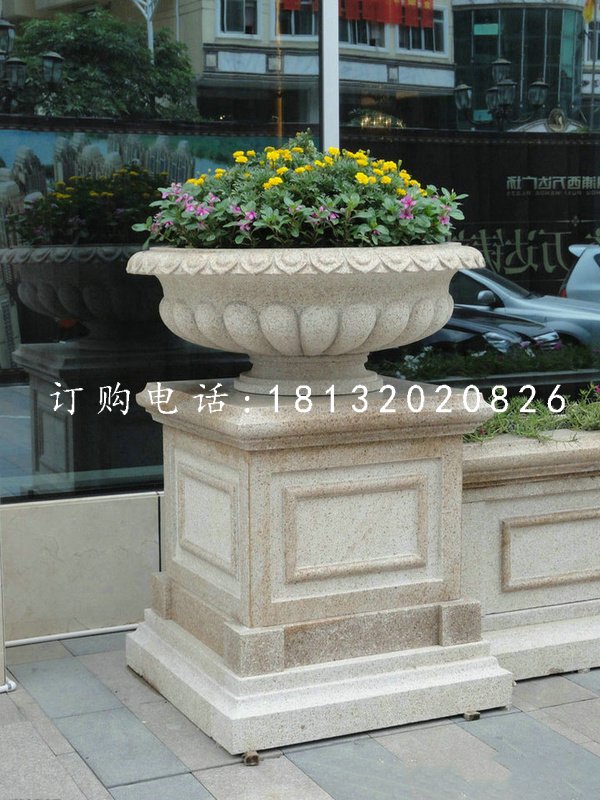 花缽石雕，景觀石雕