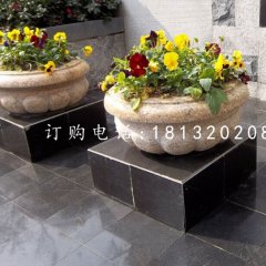 小型石花盆，花缽石雕