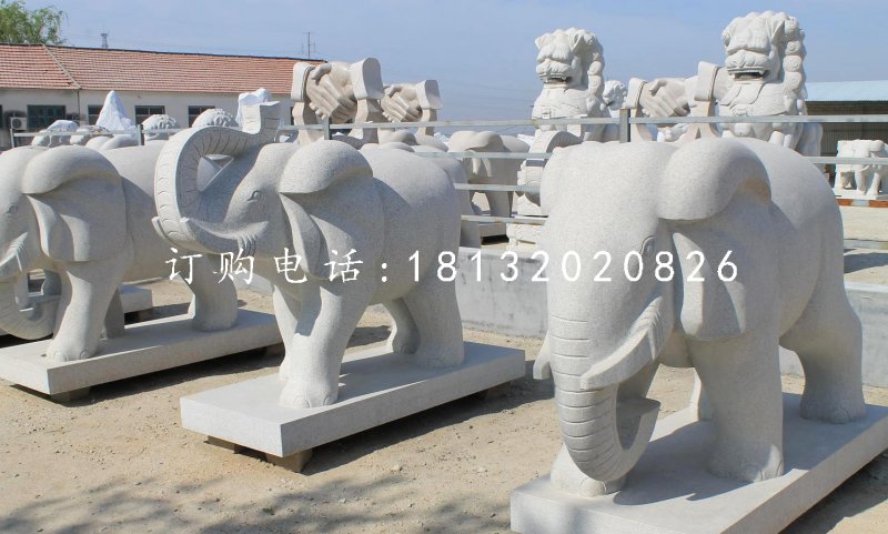 大象石雕，大理石動物