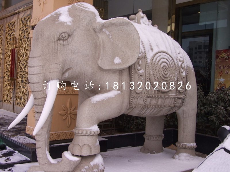 廣場大象石雕，動物石雕