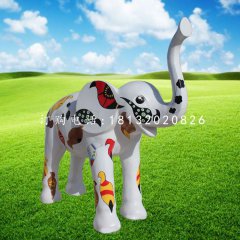 玻璃鋼彩繪小象，玻璃鋼動(dòng)物雕塑