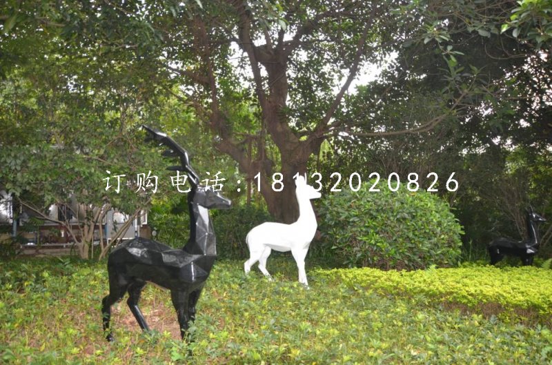 抽象小鹿，玻璃鋼動物擺件