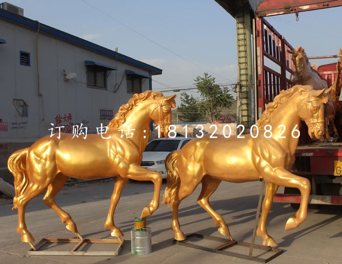 玻璃鋼仿銅馬，玻璃鋼動(dòng)物雕塑