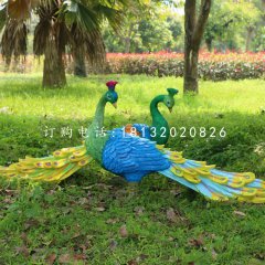 玻璃鋼仿真孔雀，玻璃鋼動物雕塑