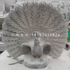 大理石孔雀開屏，動物石雕