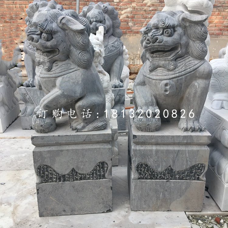 青石仿古石獅子，看門石桌石雕