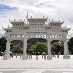 三門牌樓石雕，公園牌坊石雕