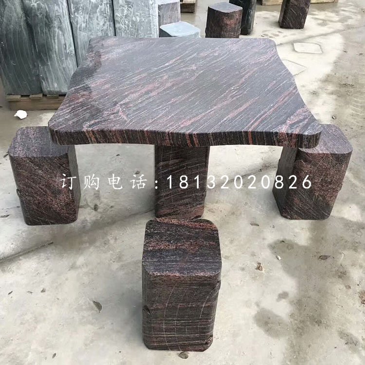 石雕方桌凳，公園桌凳石雕
