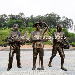 收稻子的人物銅雕，公園景觀銅雕