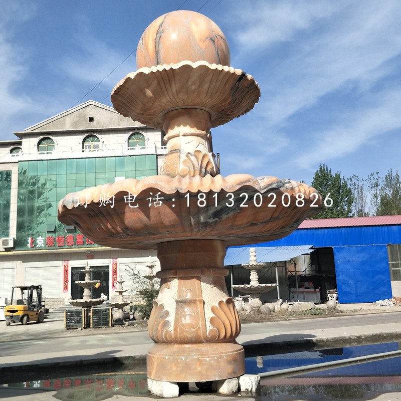 晚霞紅風(fēng)水球噴泉，雙層風(fēng)水球雕塑