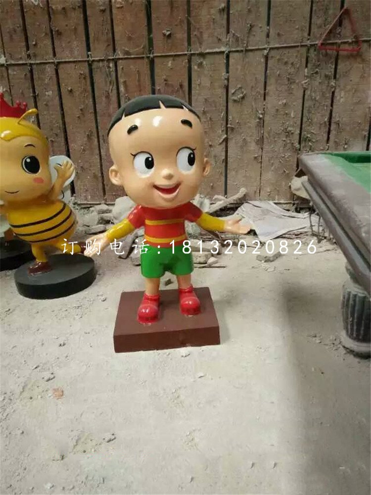 大頭兒子雕塑,玻璃鋼卡通人物