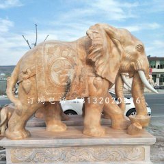 吉祥如意象石雕，晚霞紅動物雕塑