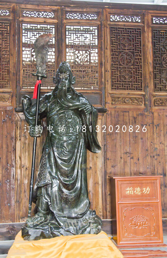 立式關(guān)公石雕，大理石關(guān)公