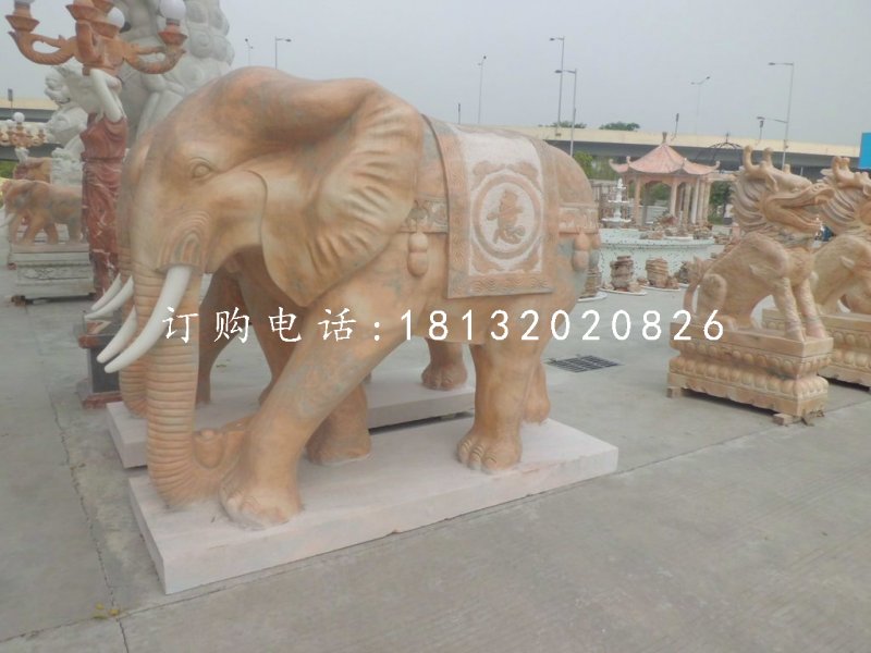 如意象石雕，晚霞紅動物雕塑