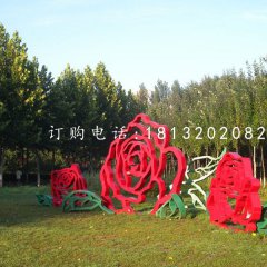 不銹鋼牡丹花雕塑，不銹鋼烤漆雕塑