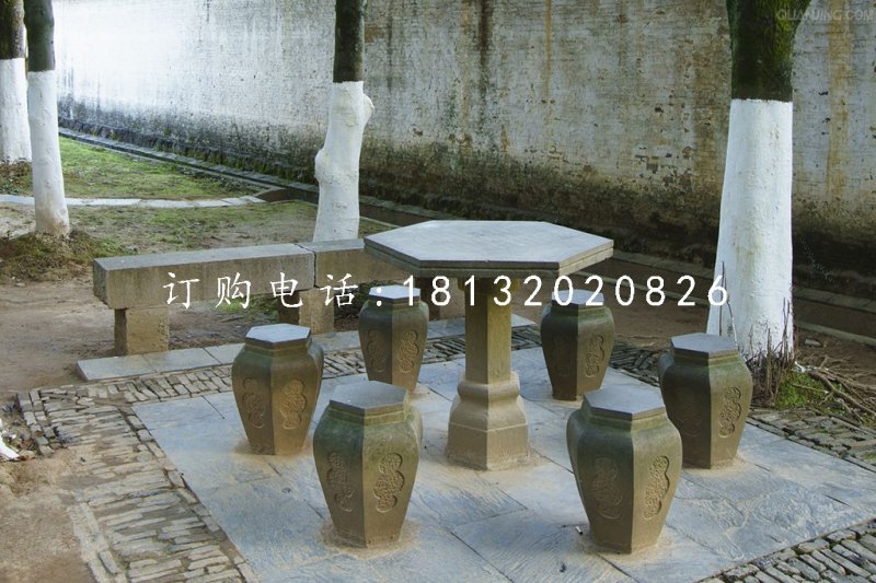 桌椅石雕，公園仿古石桌椅