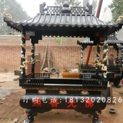 方形鐵香爐雕塑，寺廟鐵香爐雕塑