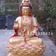 觀音銅雕，彩繪觀世音銅雕