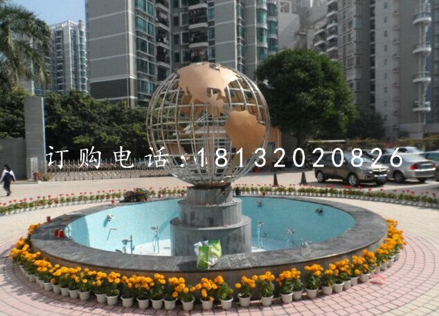 不銹鋼地球儀雕塑，廣場(chǎng)不銹鋼雕塑