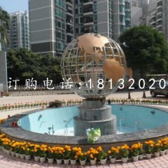 不銹鋼地球儀雕塑，廣場不銹鋼雕塑