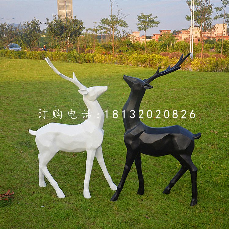 玻璃鋼抽象幾何鹿,公園抽象動(dòng)物雕塑 (12)