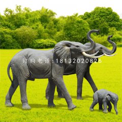 玻璃鋼大象，公園仿真動(dòng)物雕塑