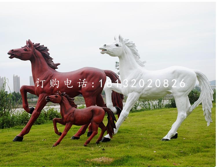 玻璃鋼奔馬，公園仿真動(dòng)物雕塑