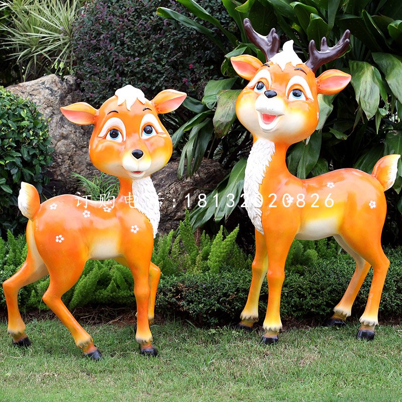 玻璃鋼卡通梅花鹿，公園卡通動(dòng)物雕塑 (6)
