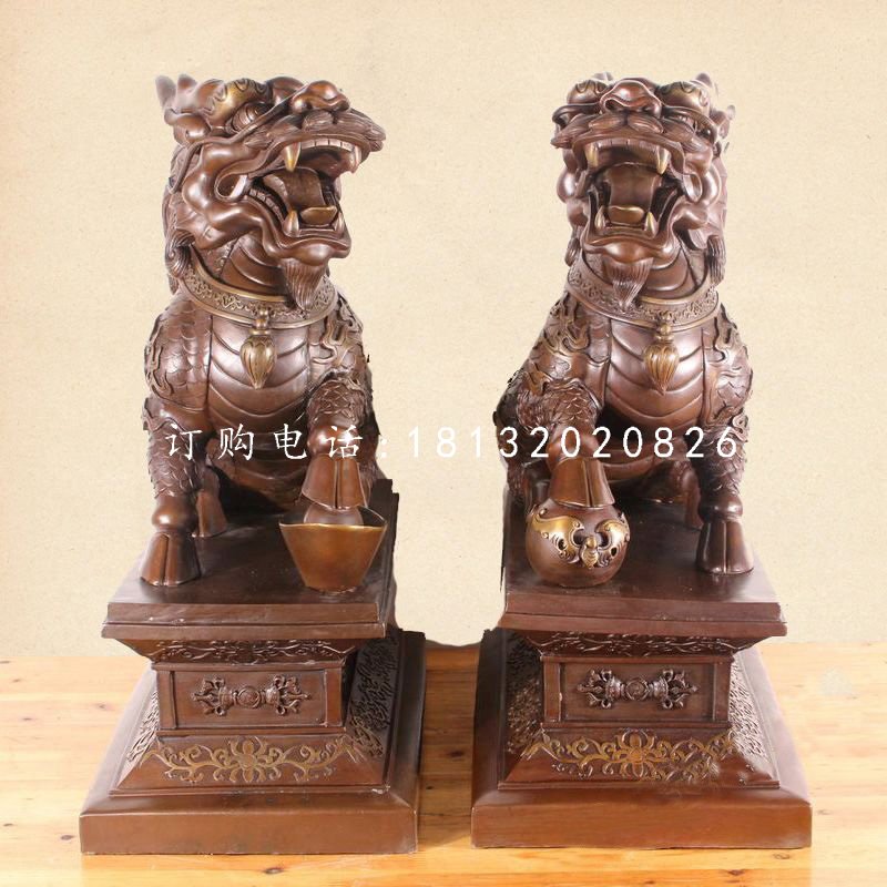 踩球麒麟銅雕，古代神獸銅雕 (3)
