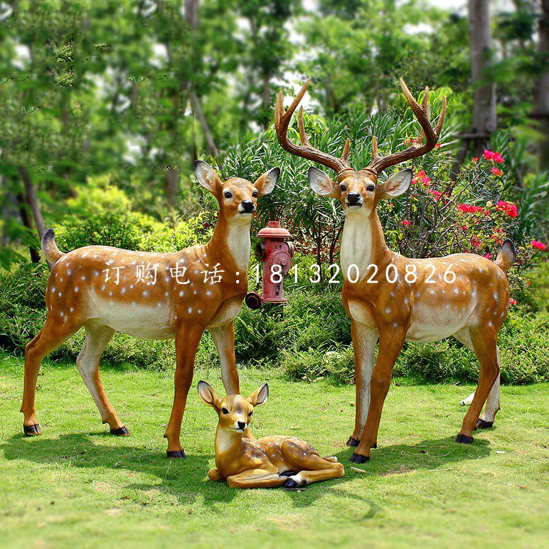 仿真梅花鹿雕塑，玻璃鋼仿真動物，公園動物雕塑 (6)