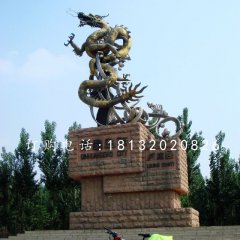 不銹鋼蛟龍出海，城市景觀雕塑