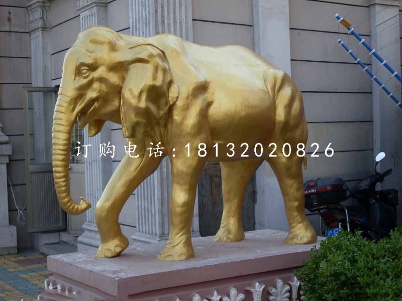 玻璃鋼仿銅大象，門口大象雕塑