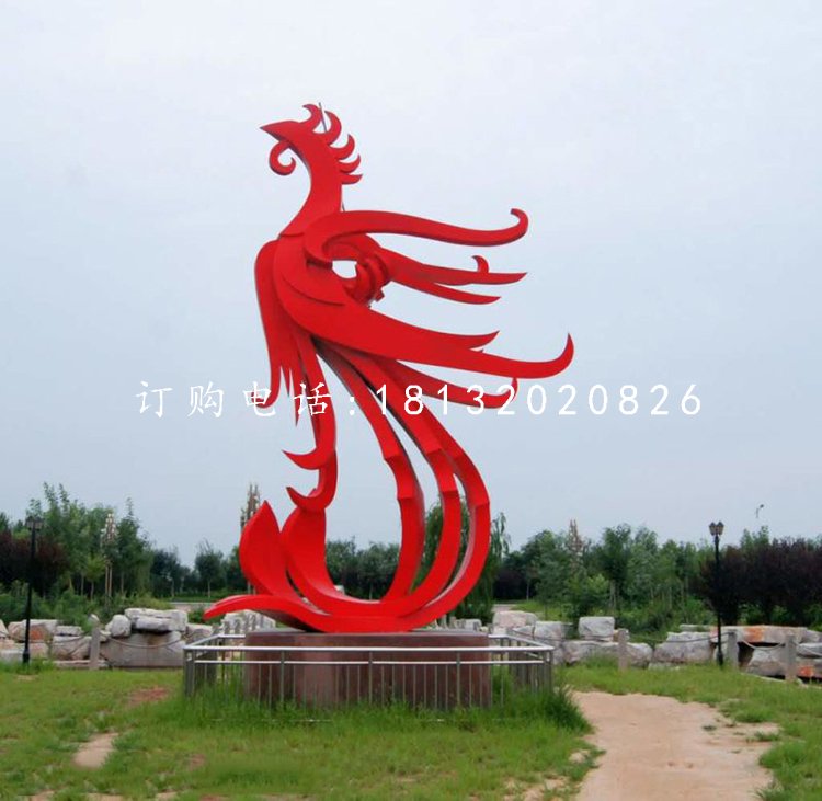 不銹鋼鳳凰雕塑公園景觀(guān)雕塑