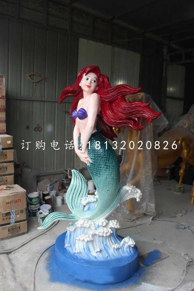 美人魚雕塑，玻璃鋼卡通雕塑.jpg