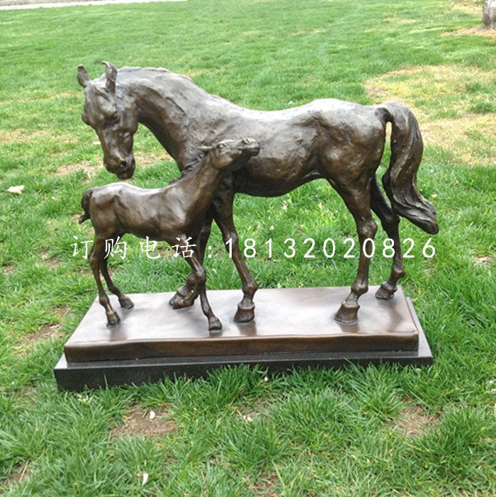 母子馬銅雕，公園銅雕馬