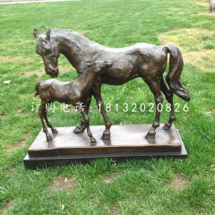 母子馬銅雕，公園銅雕馬