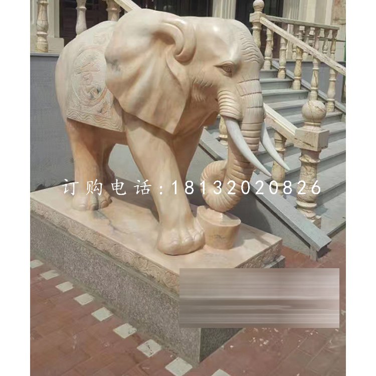 晚霞紅大象石雕，動(dòng)物石雕 (3).jpg