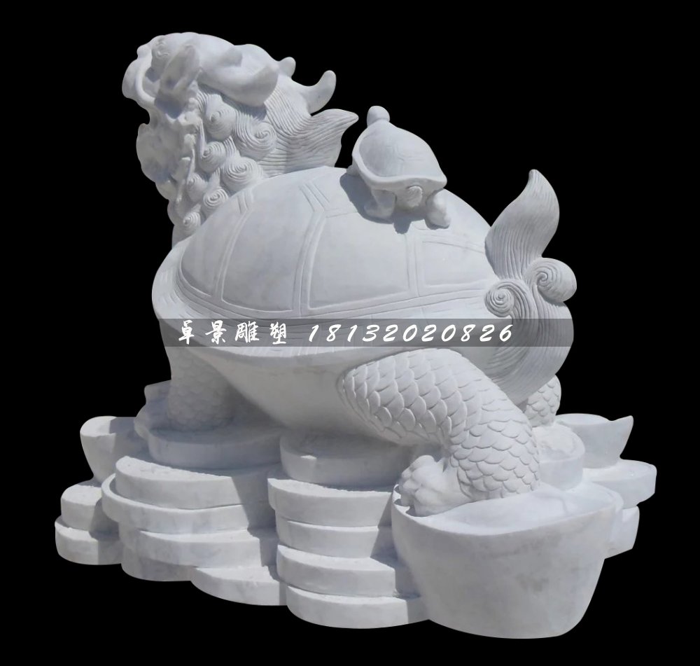 龍龜石雕，漢白玉招財(cái)龍龜?shù)袼?jpg