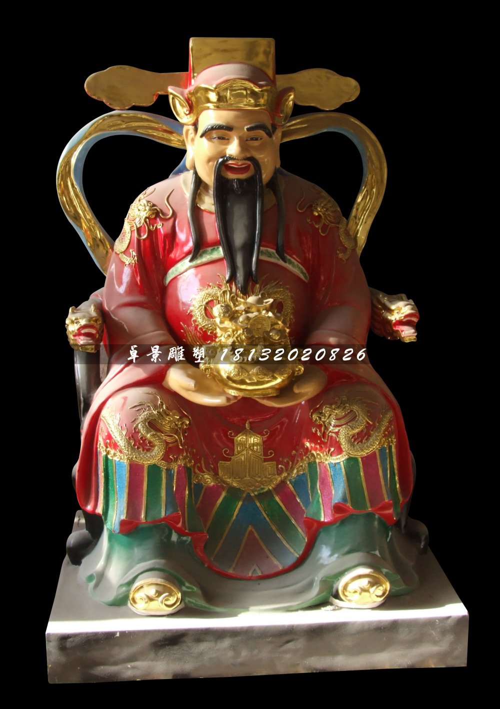 文財(cái)神雕塑，玻璃鋼彩繪神仙雕塑.jpg